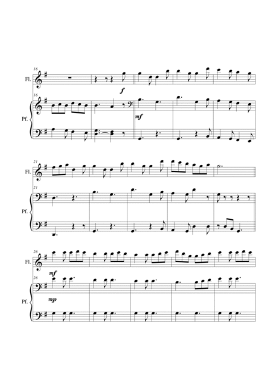 Hunting song. Flute and piano Flute Solo scores gallery preview page 2