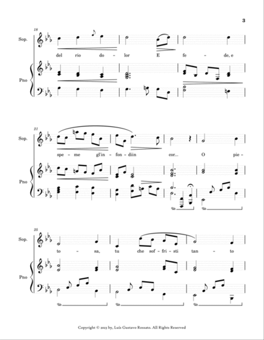 Mascagni - Ave Maria (SOPRANO - E Major) Voice scores gallery preview page 3