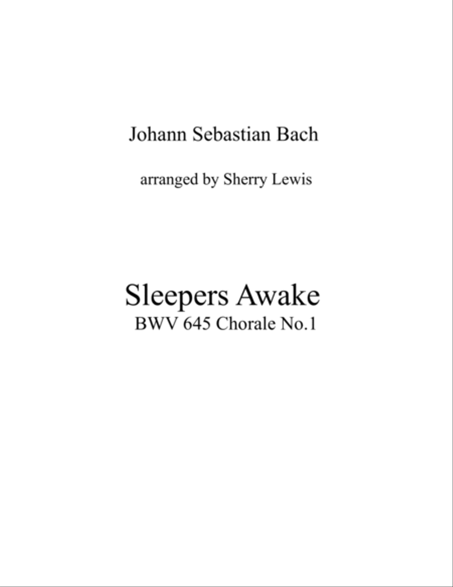 SLEEPERS AWAKE BWV 645 Chorale No.1 String Trio, Intermediate Level for 2 violins and cello or violi image number null