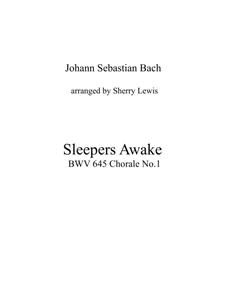 SLEEPERS AWAKE BWV 645 Chorale No.1 String Trio, Intermediate Level for 2 violins and cello or violi image number null