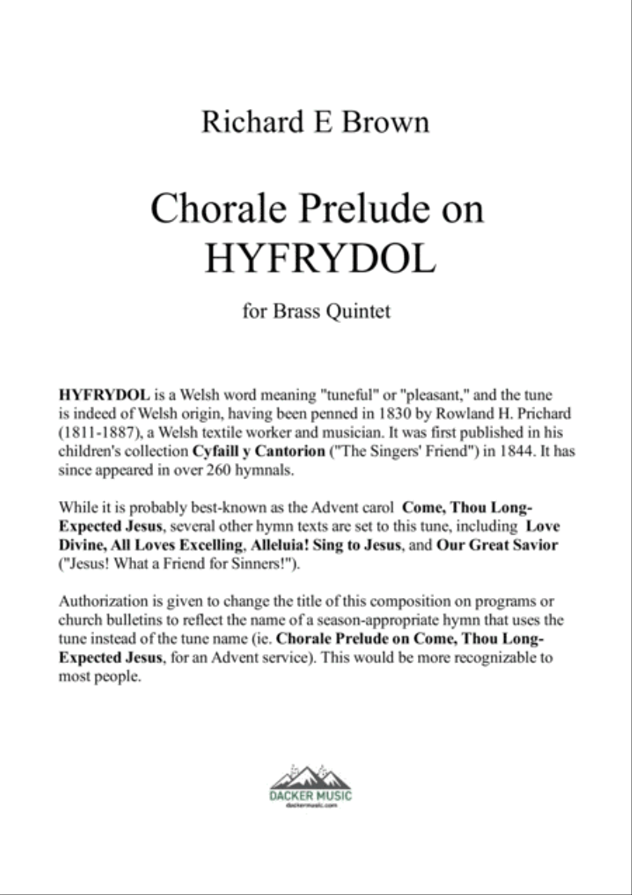 Chorale Prelude on Hyfrydol - Brass Quintet Brass Quintet scores gallery preview page 2
