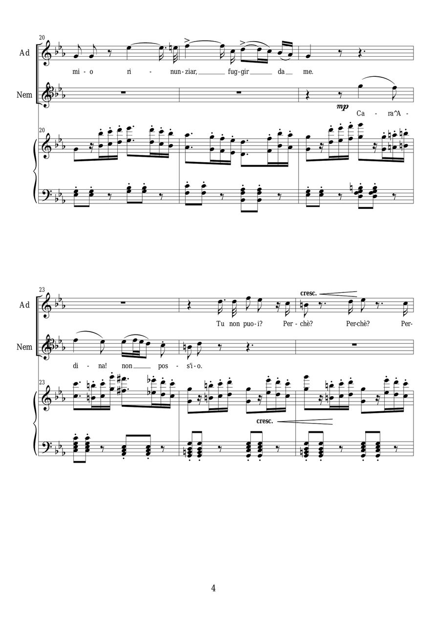 Donizetti-L'Elisir d'amore-Chiedi all'aura lusinghiera (Act1) Soprano, tenor and piano Piano, Vocal scores gallery preview page 4