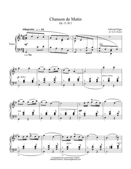 Chanson de Matin Op. 15 for piano solo image number null