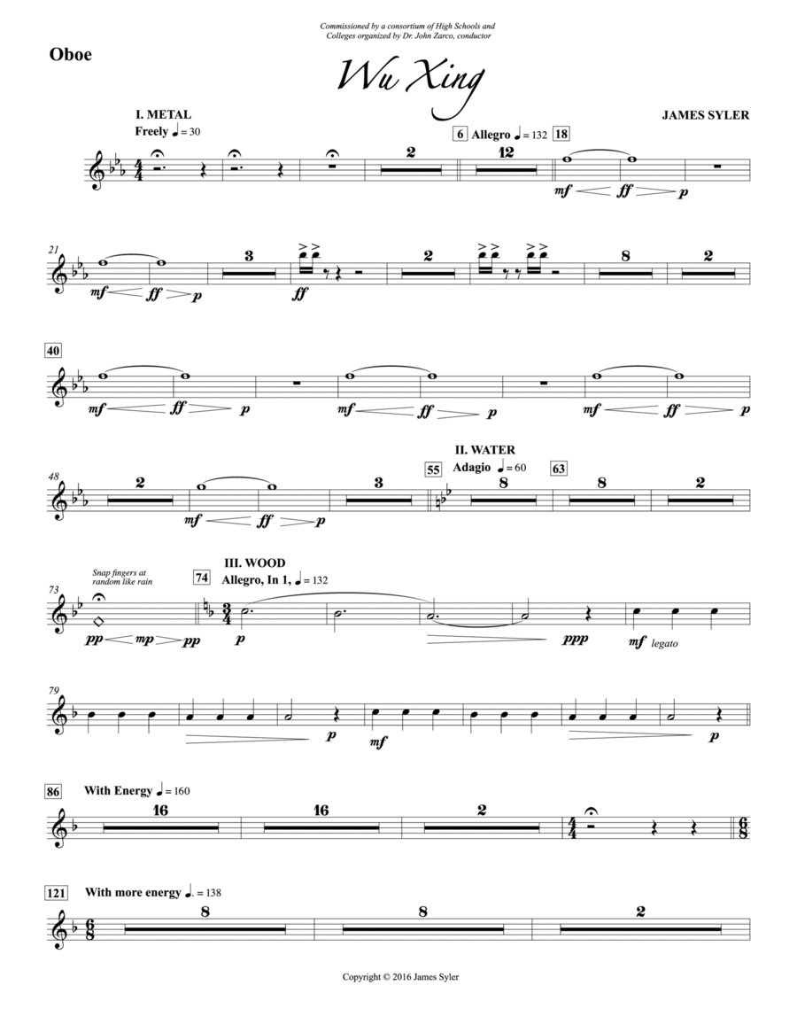Wu Xing: Oboe Concert Band scores gallery preview page 1