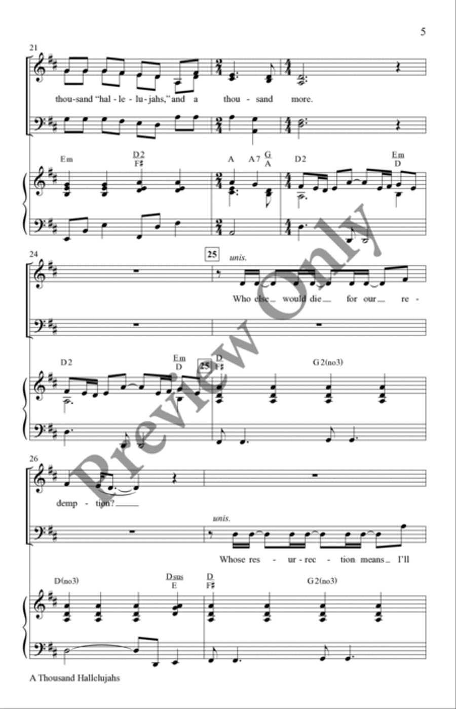 A Thousand Hallelujahs 4-Part scores gallery preview page 5