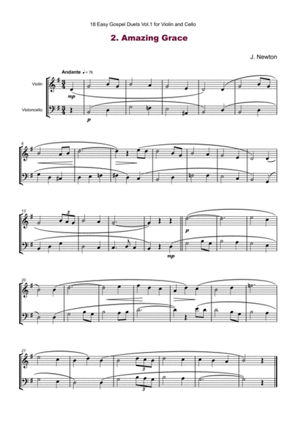 18 Easy Gospel Duets Vol.1 for Violin and Cello