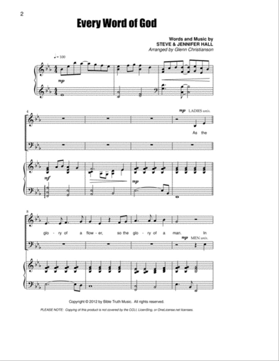 Every Word Of God 4-Part scores gallery preview page 1