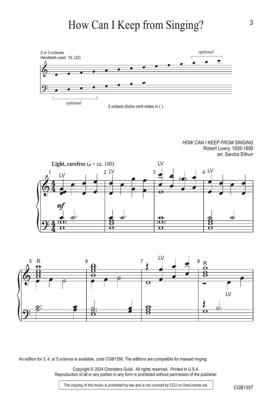 How Can I Keep from Singing? (2-3 octaves) 3-Octaves scores gallery preview page 3