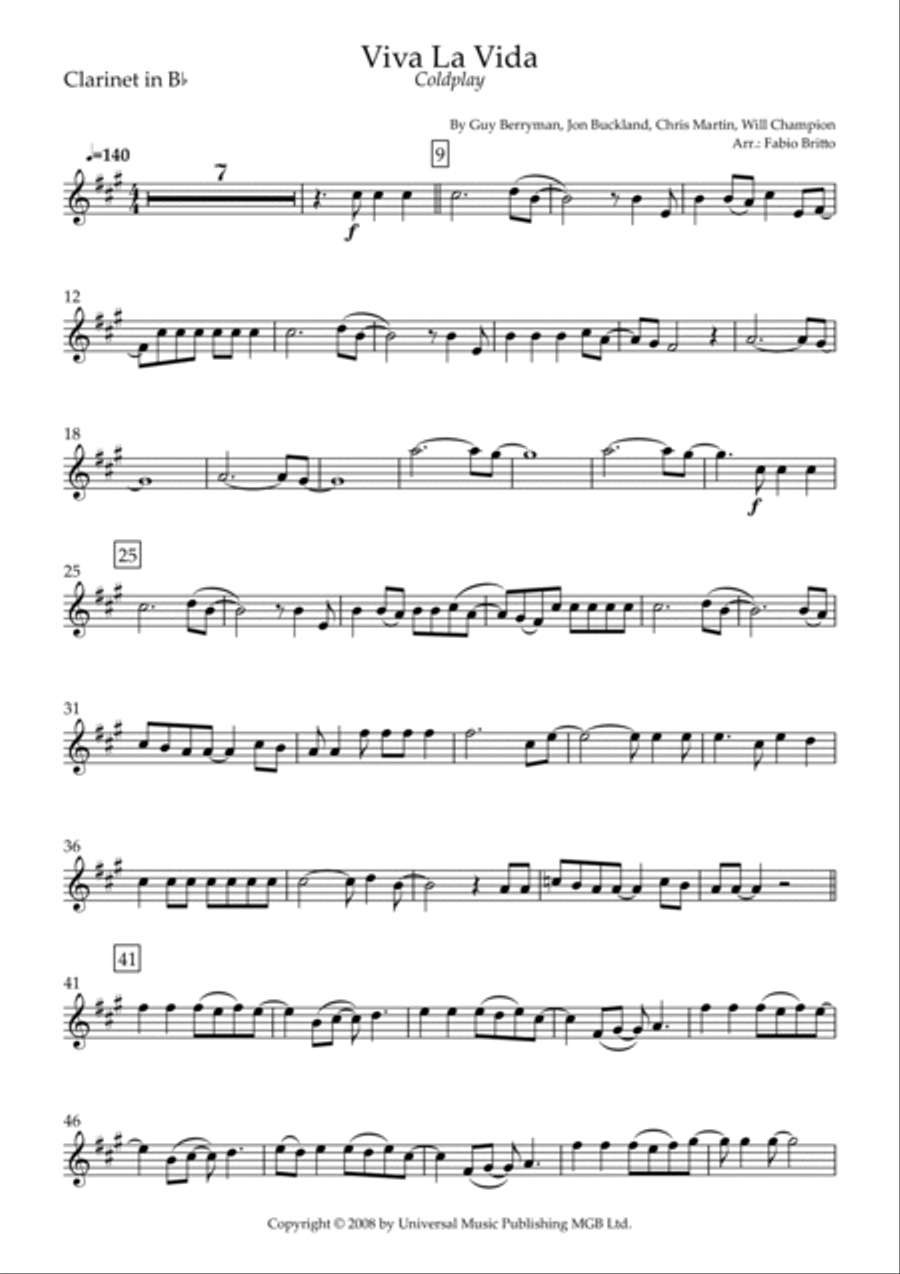 Viva La Vida Clarinet Trio scores gallery preview page 6