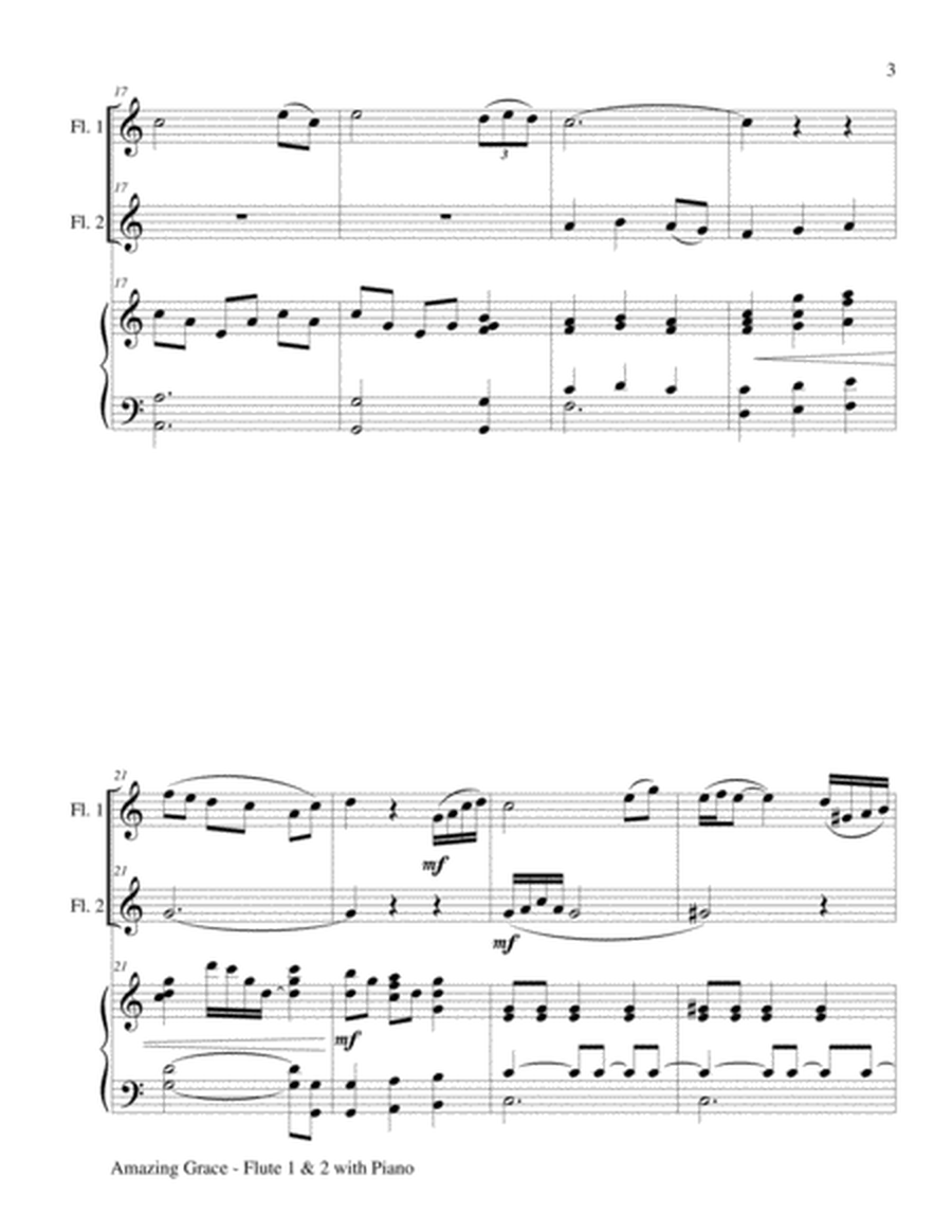AMAZING GRACE (Flute 1 & 2 with Piano - Score & Parts included) image number null
