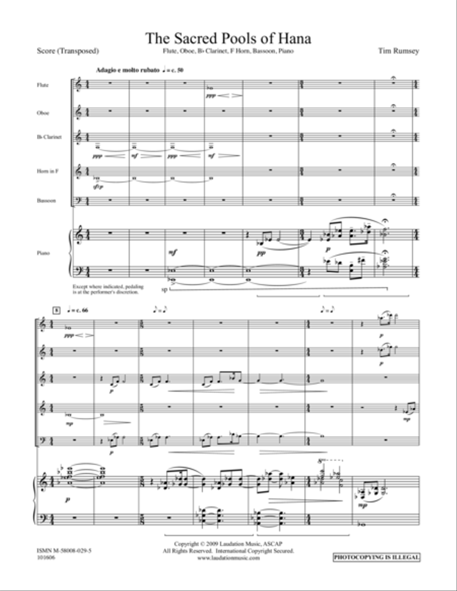 The Sacred Pools of Hana Small Ensemble scores gallery preview page 1