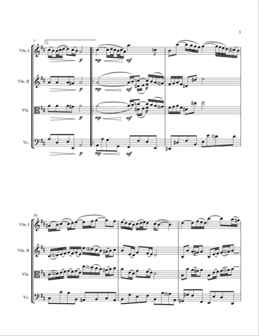 AIR ON THE G STRING for String Trio, Intermediate Level for 2 violins and cello or violin, viola and String Trio scores gallery preview page 5