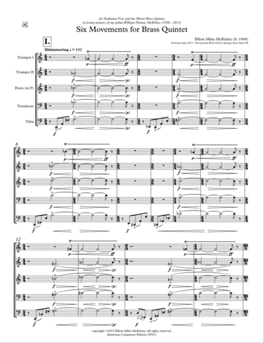 [McKinley] Six Movements for Brass Quintet Brass Quintet scores gallery preview page 3