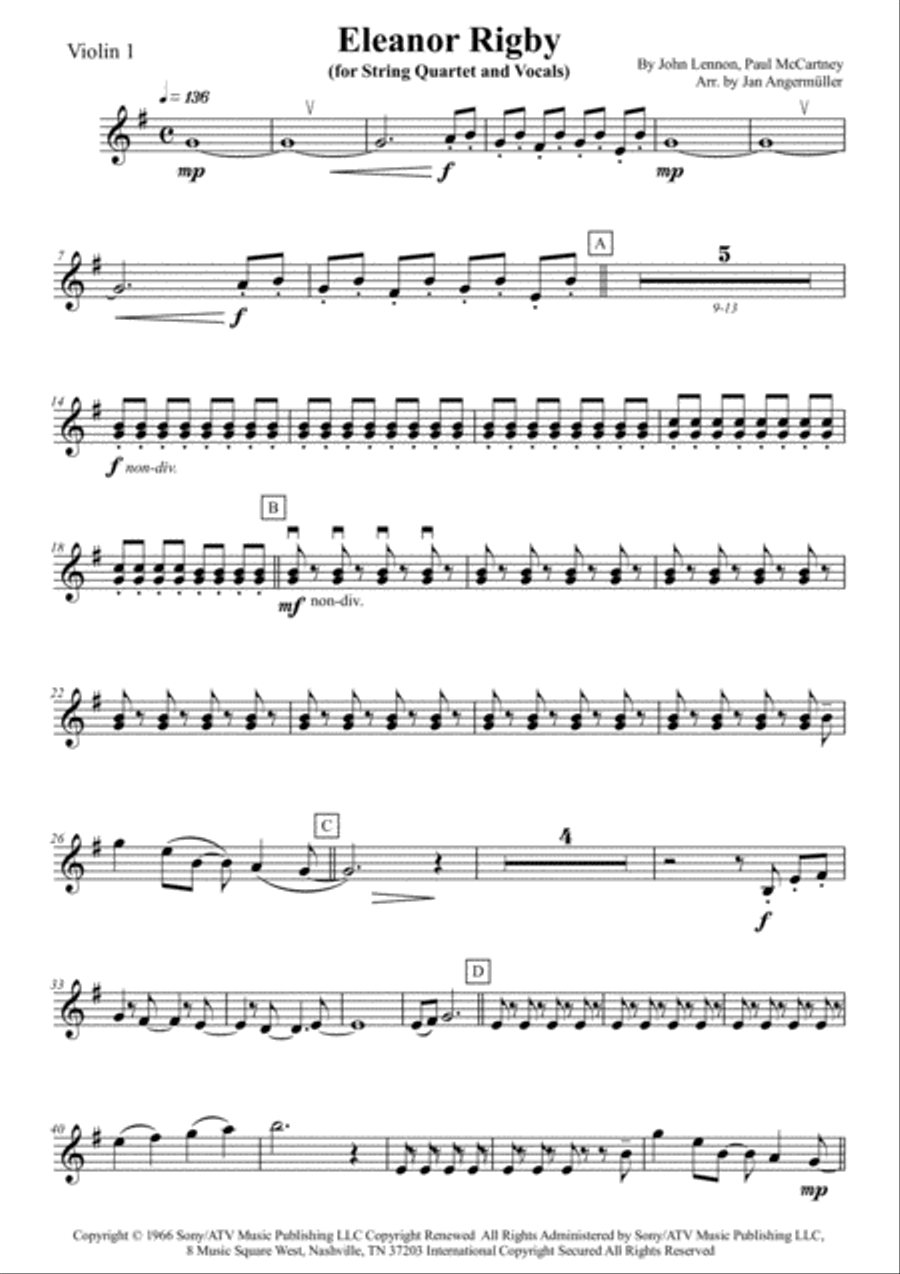 Eleanor Rigby String Quartet scores gallery preview page 2
