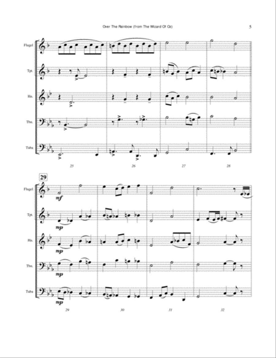 Over The Rainbow (from The Wizard Of Oz) Brass Ensemble scores gallery preview page 5
