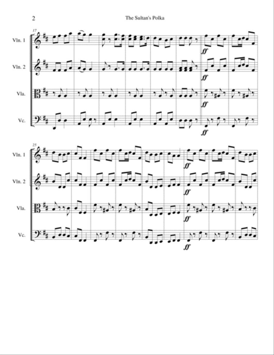 The Sultan's Polka for String Quartet String Quartet scores gallery preview page 2