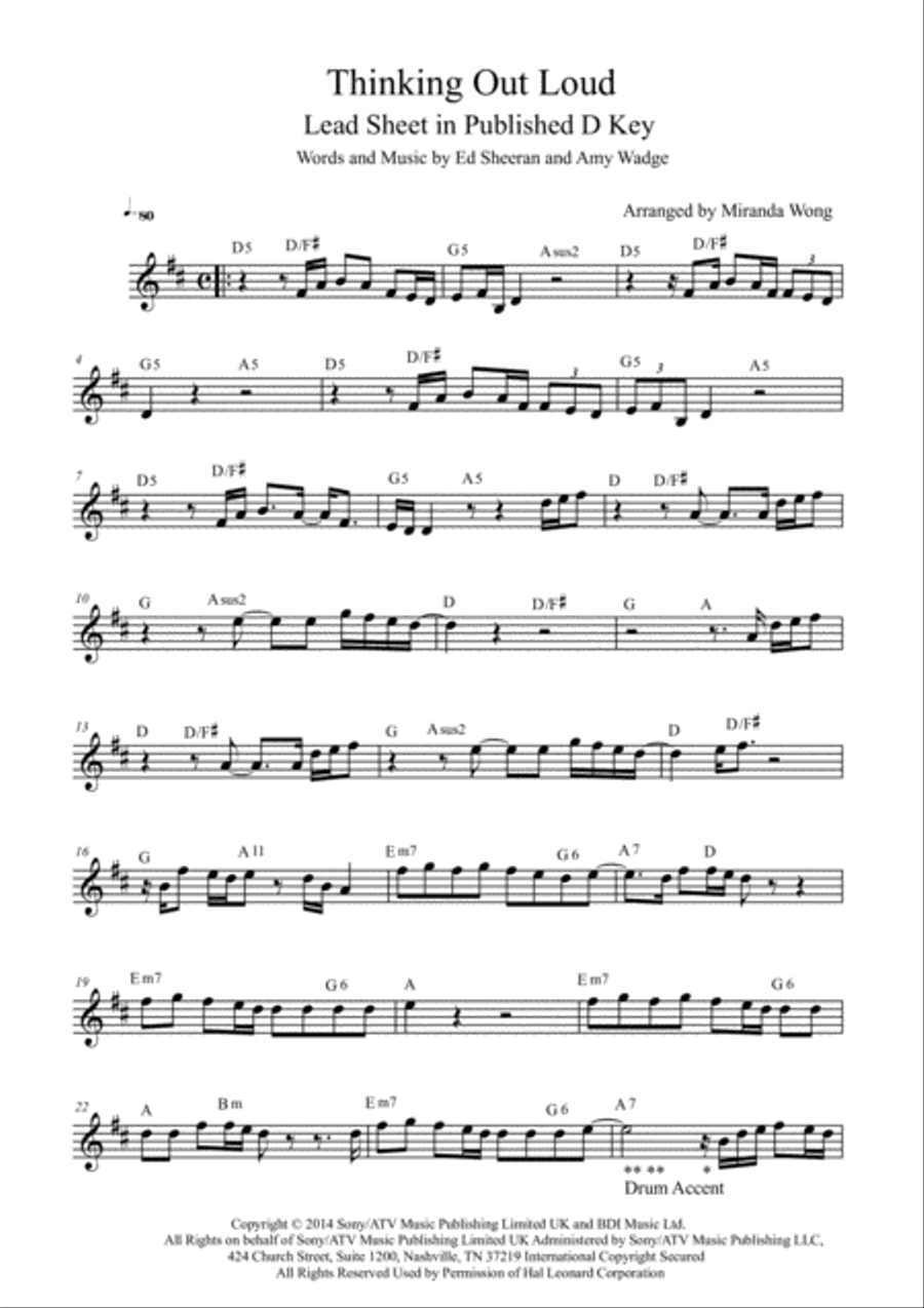 Thinking Out Loud Woodwind Duet scores gallery preview page 1