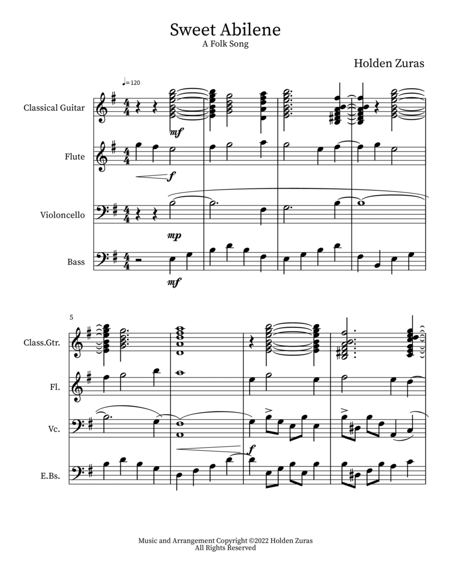 Sweet Abilene Flute scores gallery preview page 1