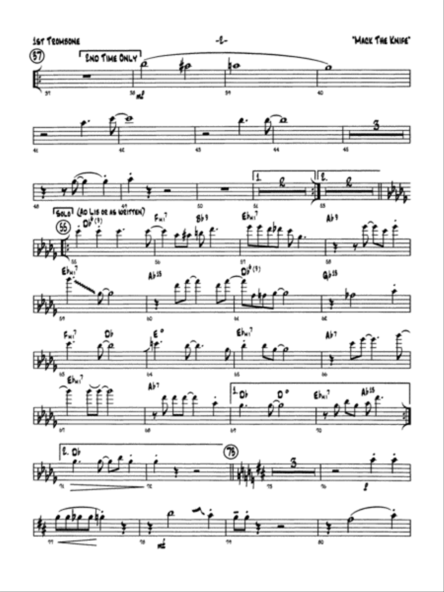 Mack the Knife (from The Threepenny Opera): 1st Trombone Jazz Ensemble scores gallery preview page 2