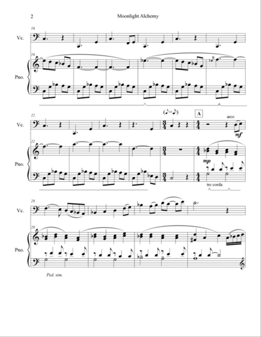 Moonlight Alchemy -Intermediate Music for cello and piano Piano scores gallery preview page 3