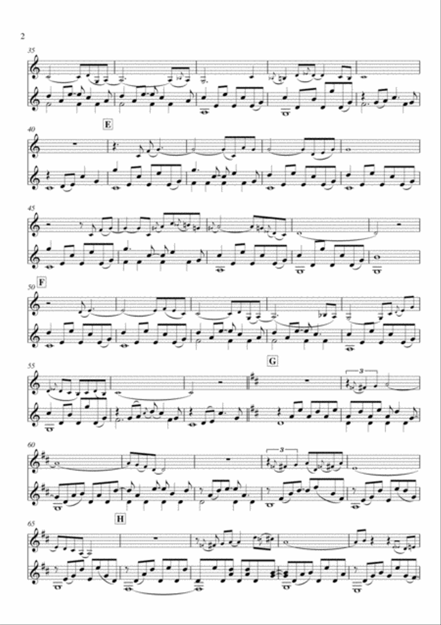 Nearer my God to Thee (guitar & violin) String Duet scores gallery preview page 2