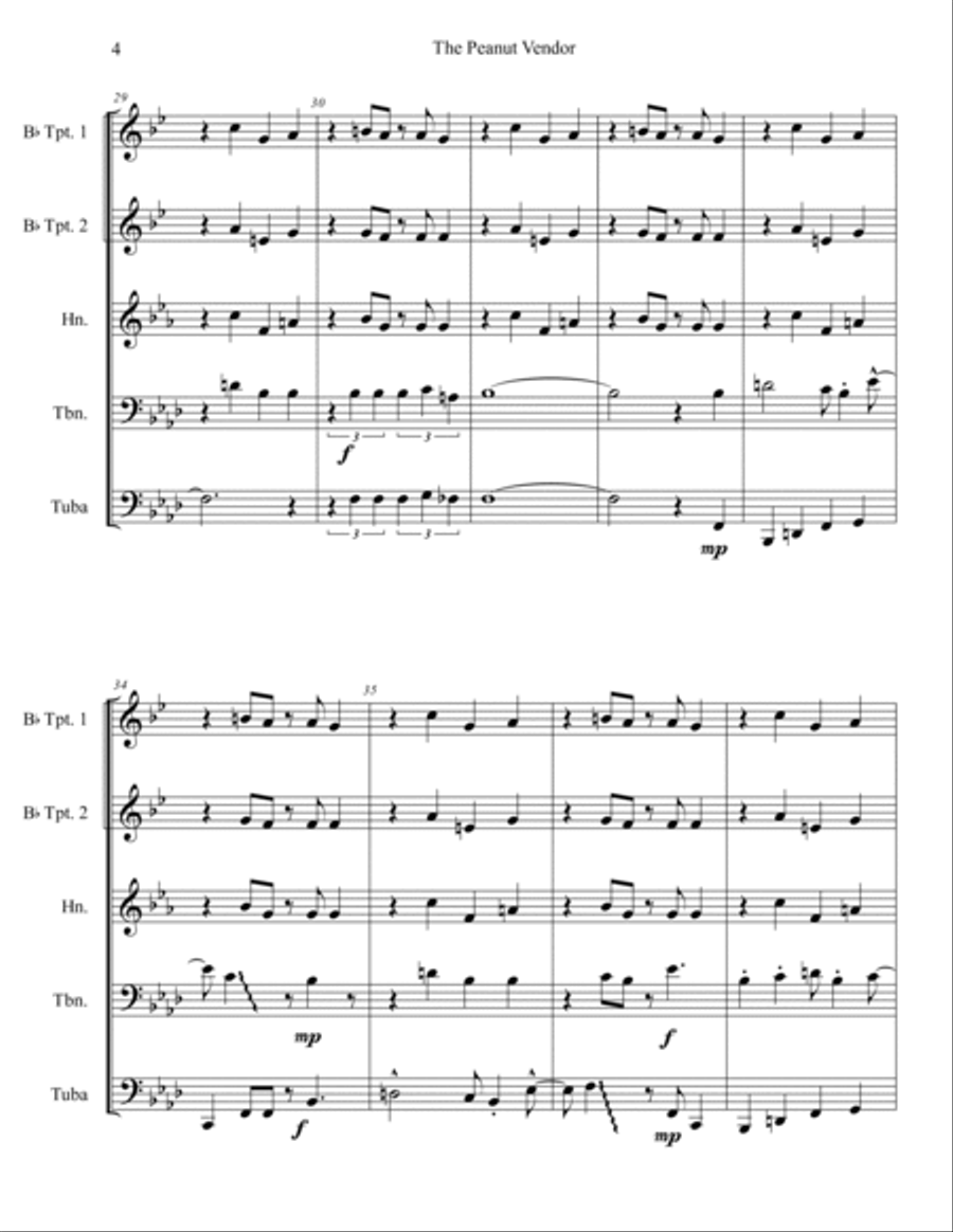 The Peanut Vendor (el Manisero) Brass Quintet scores gallery preview page 5