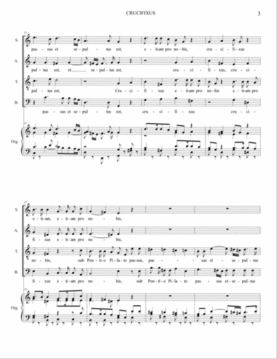 VIVALDI - CRUCIFIXUS (From Credo RV 591) Arr. for SATB Choir and Organ 4-Part scores gallery preview page 3