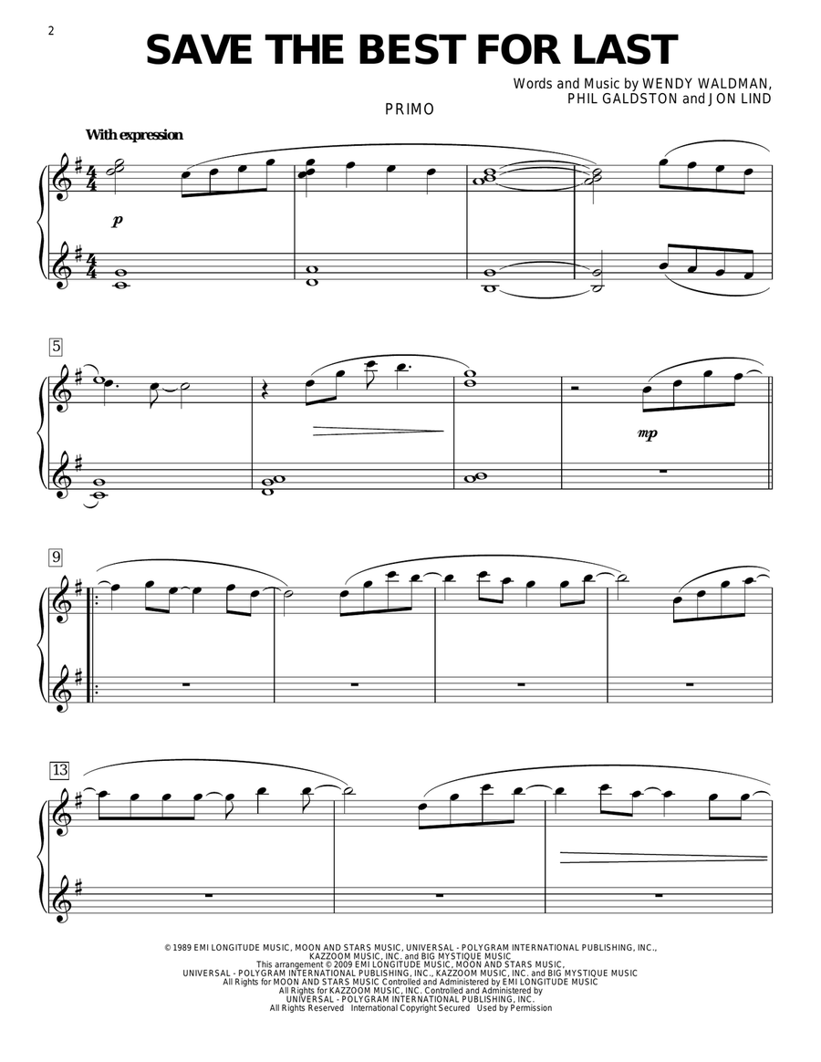 Save The Best For Last Piano Duet scores gallery preview page 2