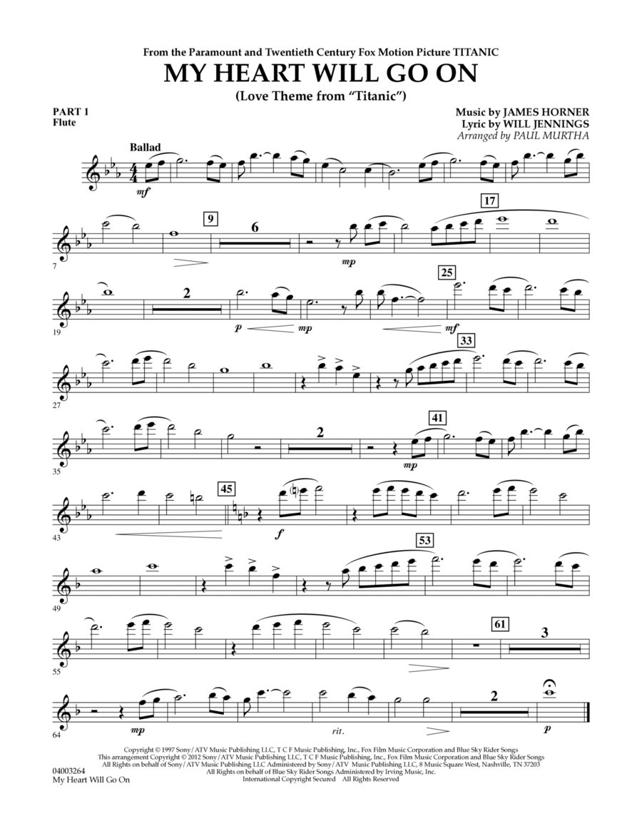 My Heart Will Go On Love Theme from Titanic Pt.1 Flute
