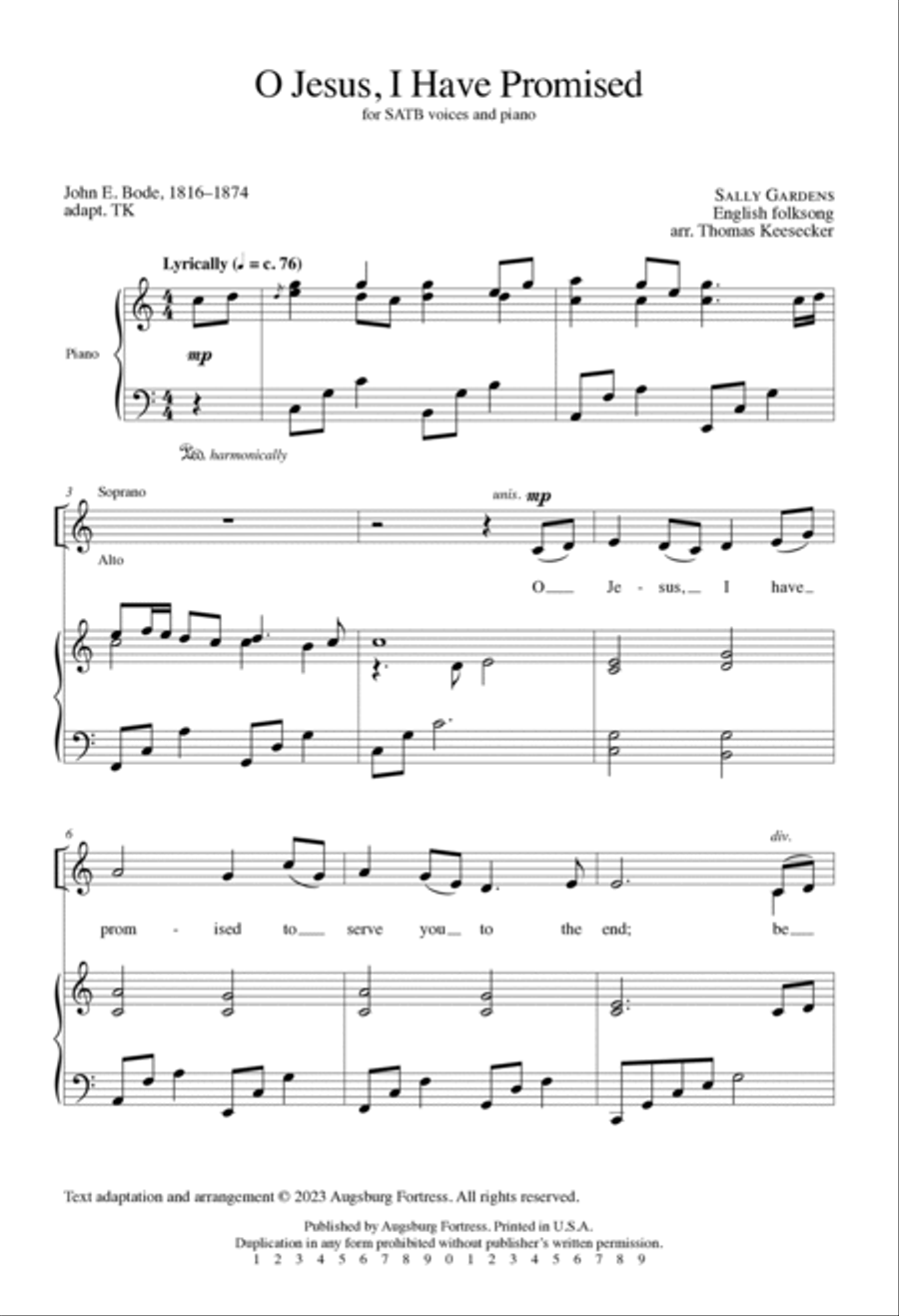 O Jesus, I Have Promised 4-Part scores gallery preview page 2