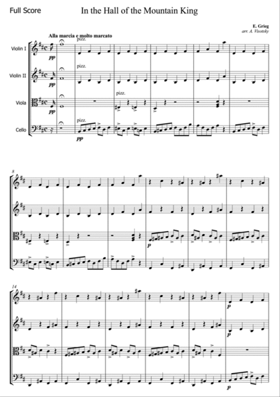 In the Hall of the Mountain King String Quartet scores gallery preview page 2