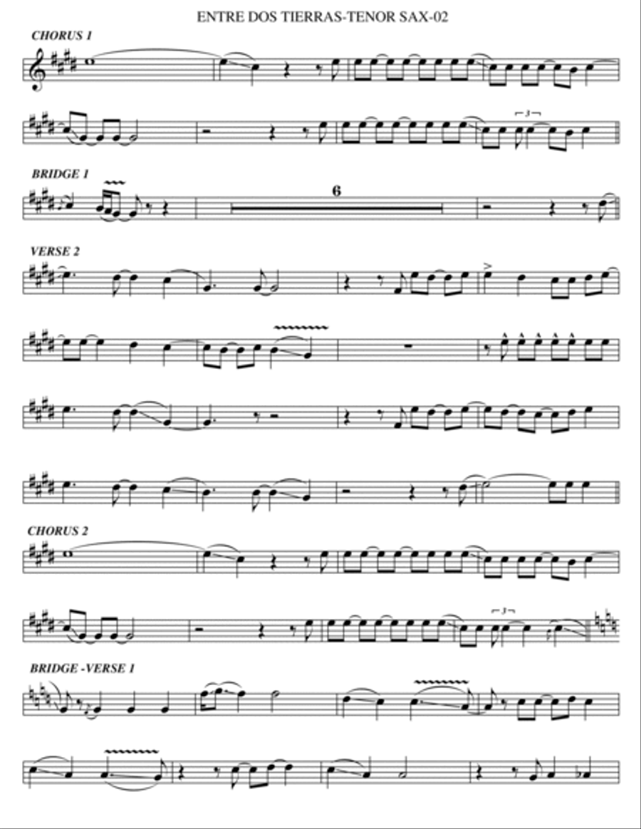 Entre Dos Tierras Tenor Saxophone scores gallery preview page 2