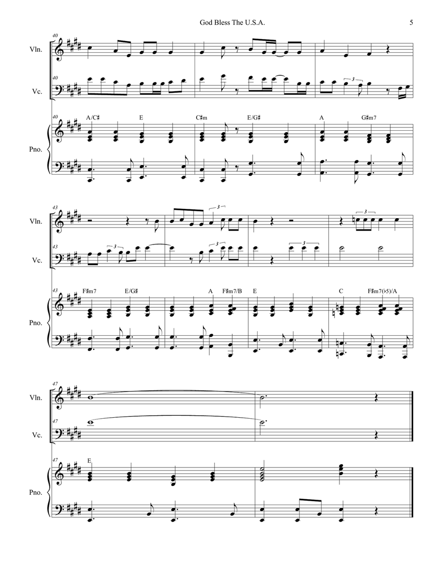 God Bless The U.S.A. Piano Trio scores gallery preview page 5