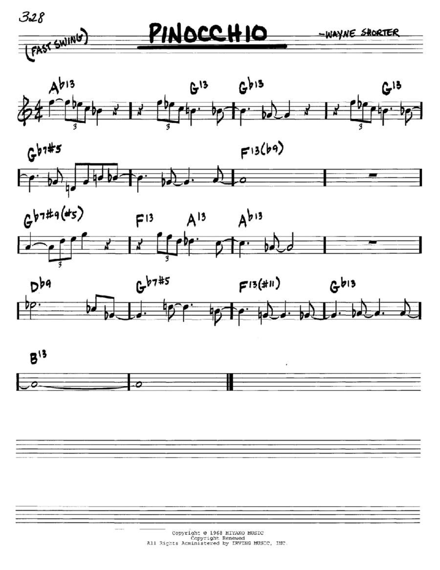 Pinocchio Piano scores gallery preview page 1