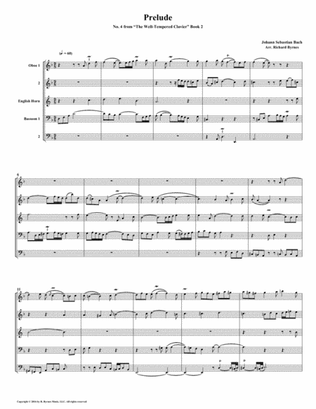 Prelude 04 from Well-Tempered Clavier, Book 2 (Double Reed Quintet)