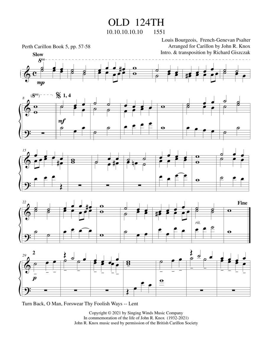 OLD 124TH Carillon scores gallery preview page 1