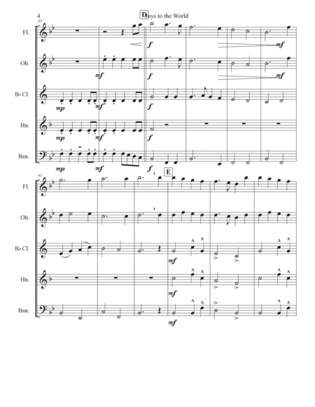 Joys to the World (Christmas Carols) for Woodwind Quintet image number null