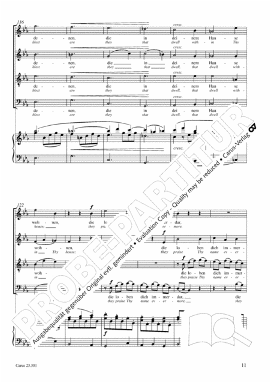 How beautiful is thy dwelling place (Wie lieblich sind deine Wohnungen) 4-Part scores gallery preview page 12