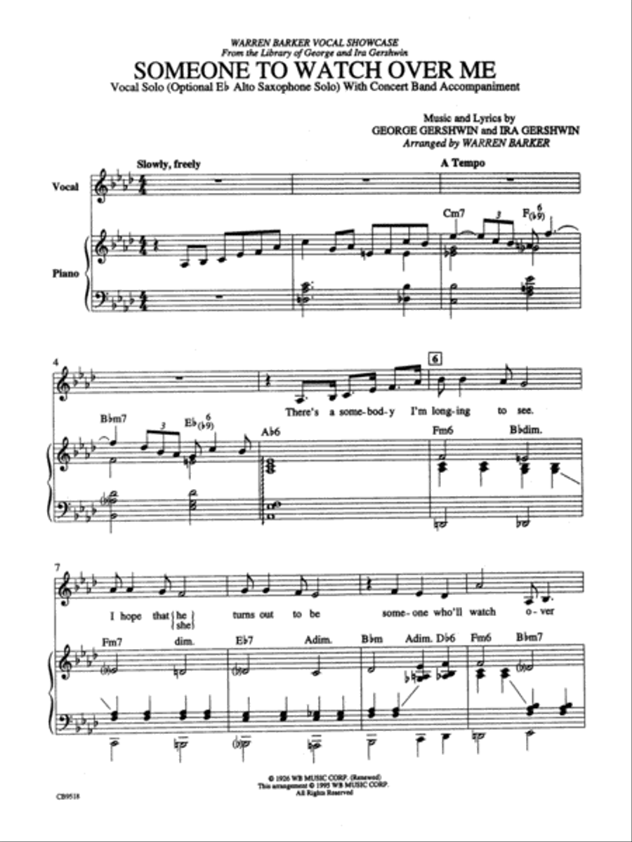 Someone to Watch Over Me: Piano Accompaniment Concert Band scores gallery preview page 1