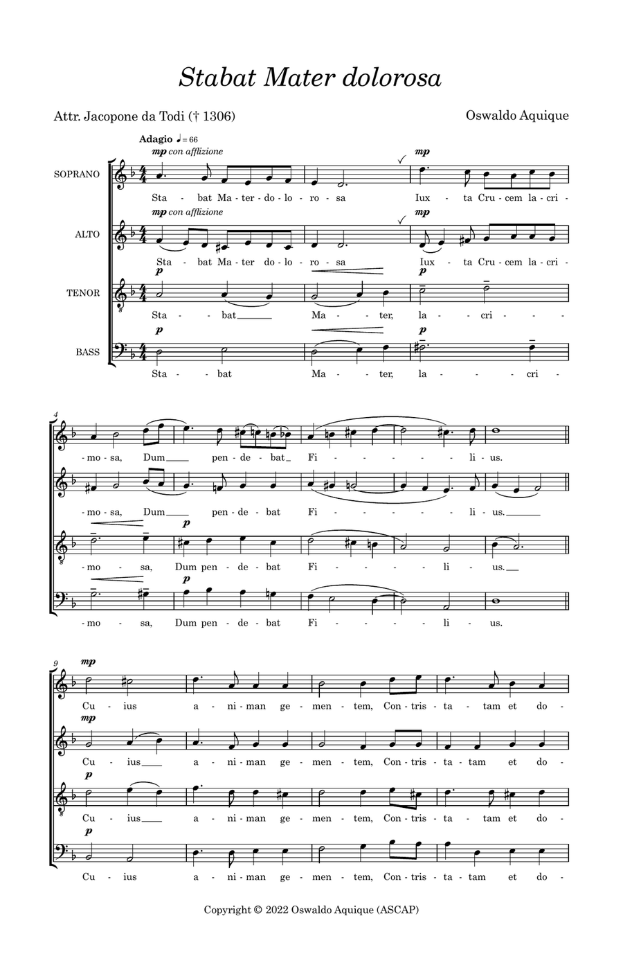 Stabat Mater dolorosa 4-Part scores gallery preview page 3