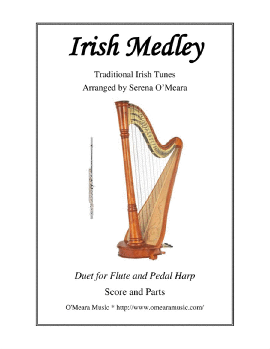Irish Medley, Duet for Flute & Pedal harp Flute scores gallery preview page 1