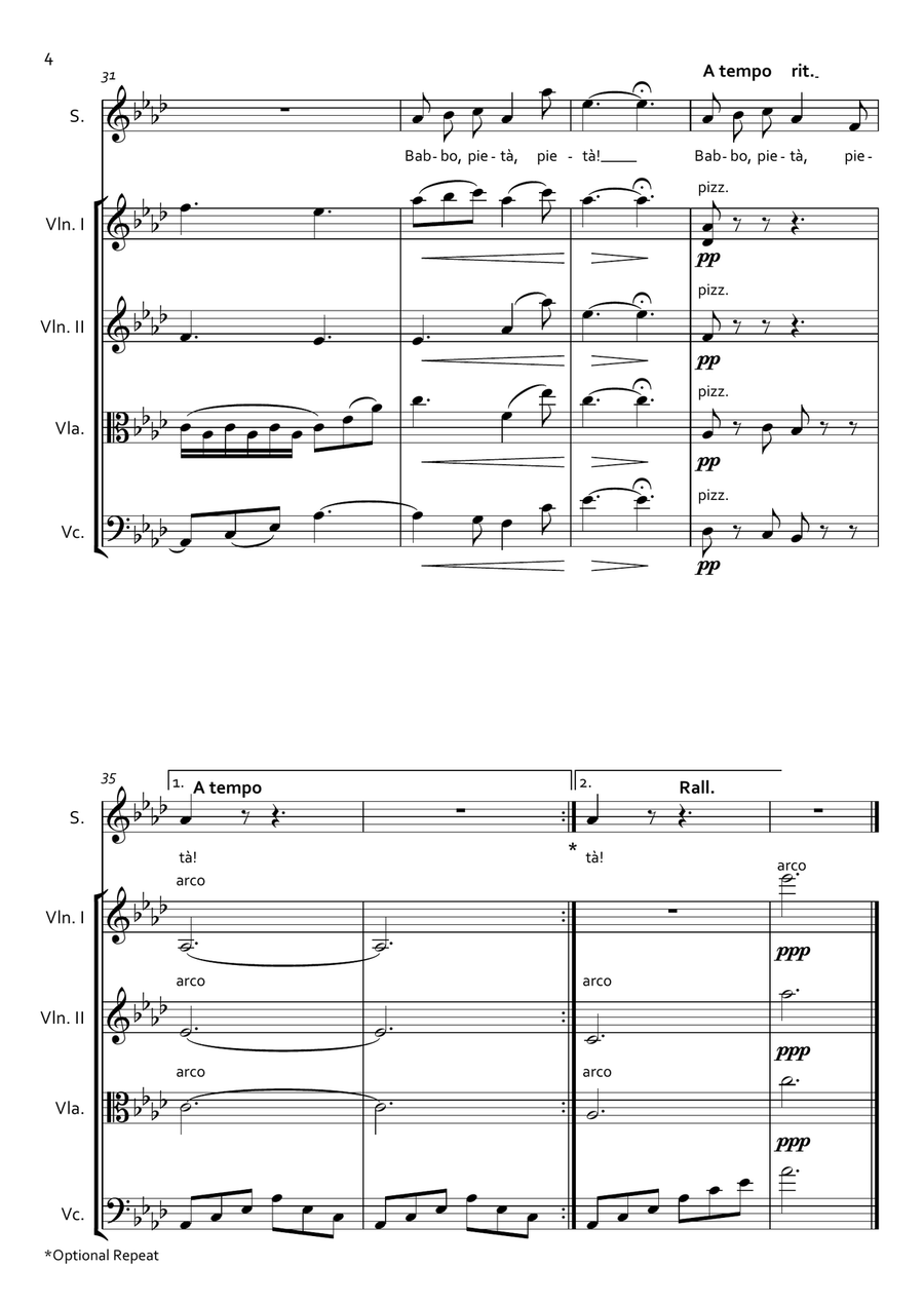 O Mio Babbino Caro for Soprano and String Quartet String Quartet scores gallery preview page 4