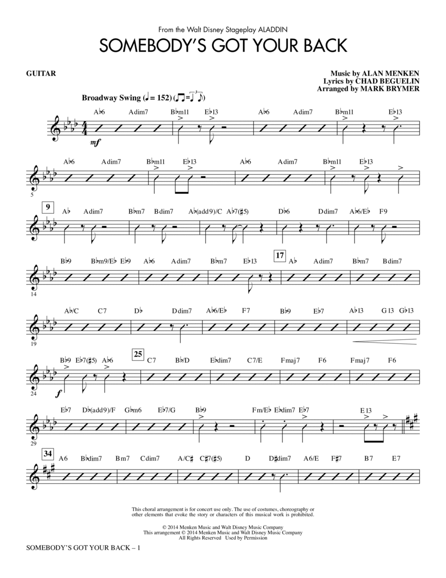 Somebody's Got Your Back - Guitar Choir scores gallery preview page 1