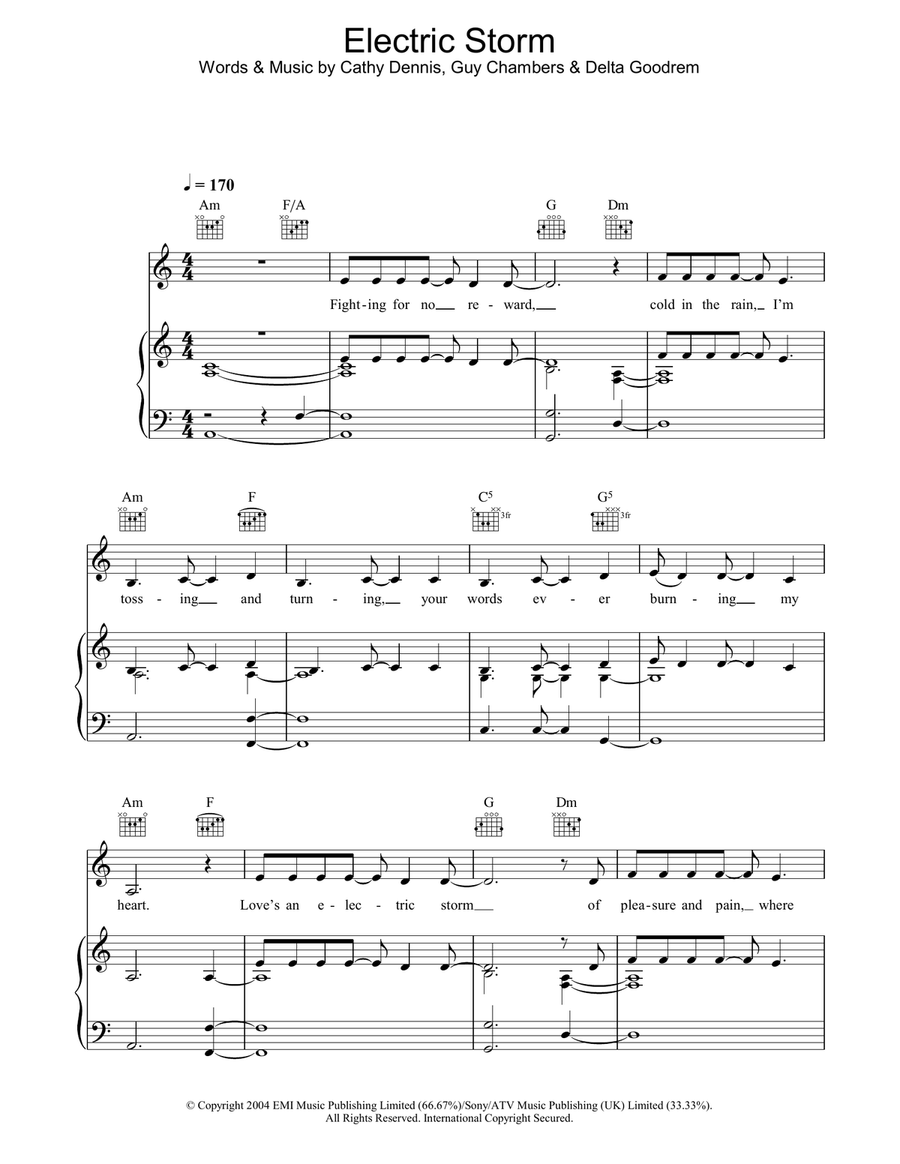 Electric Storm Piano, Vocal, Guitar scores gallery preview page 1