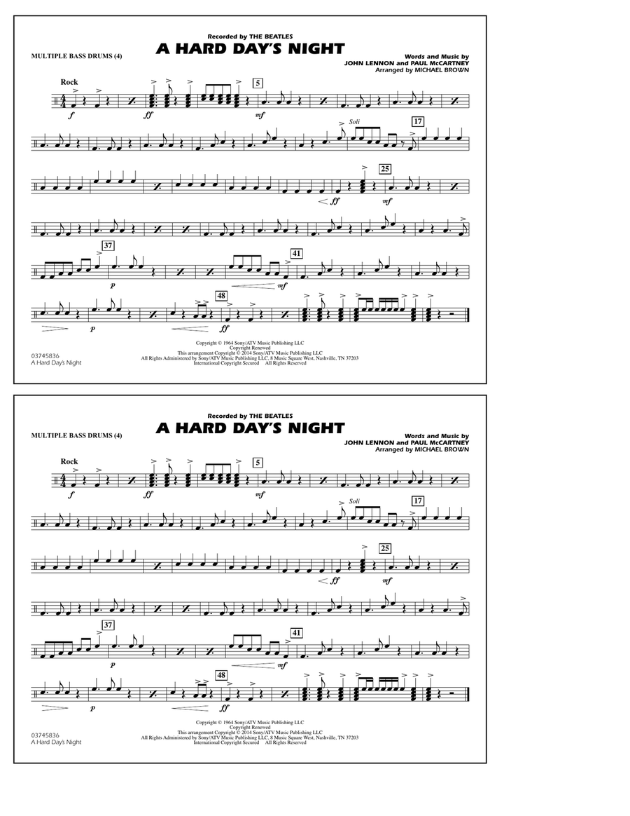 A Hard Day's Night - Multiple Bass Drums