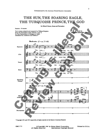 The Sun, Soaring Eagle, Turquoise Prince, God (Vocal Score)