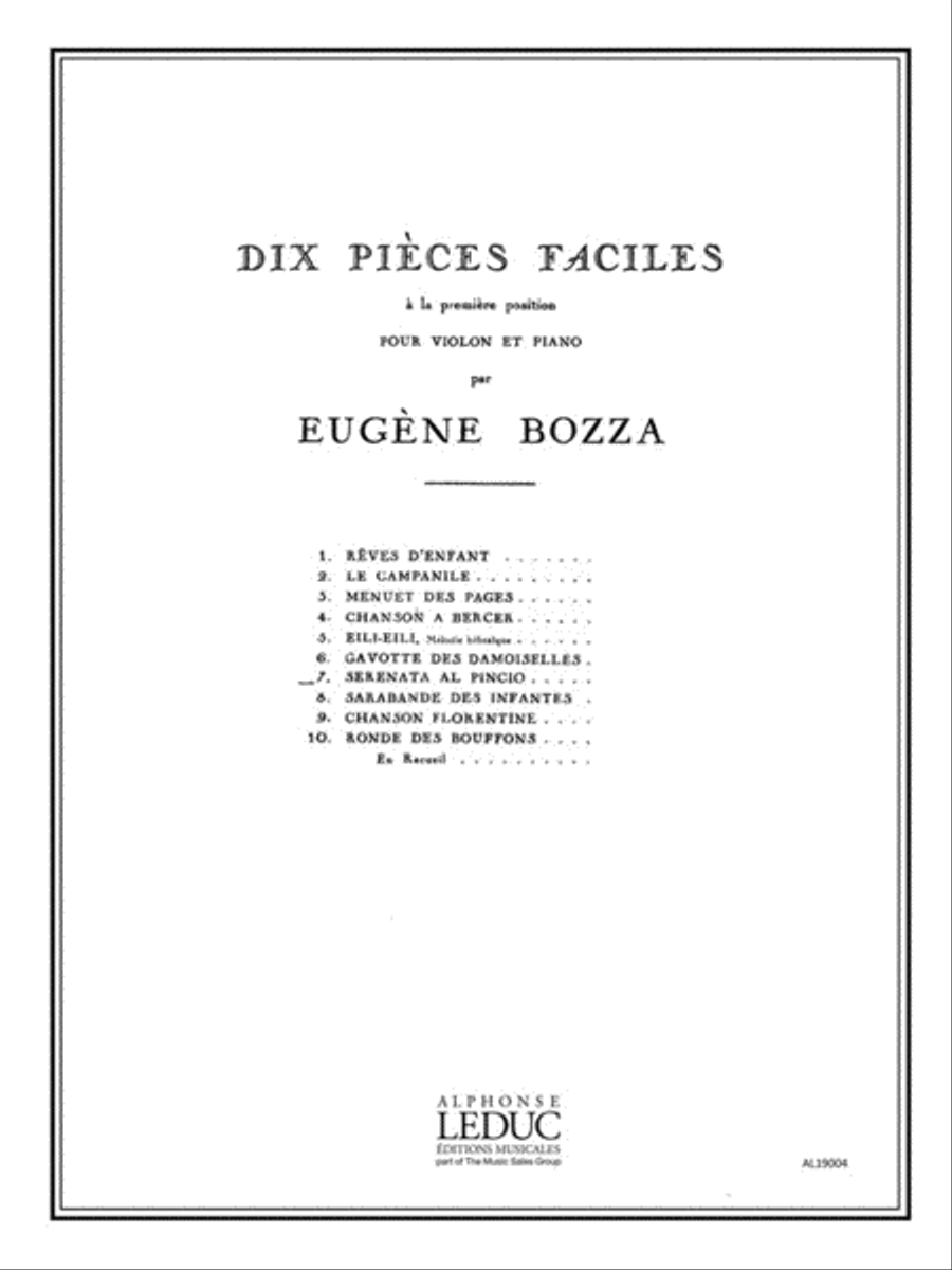 Dix Pieces Faciles No. 7 - Serenata al Pincio Violin Solo scores gallery preview page 1