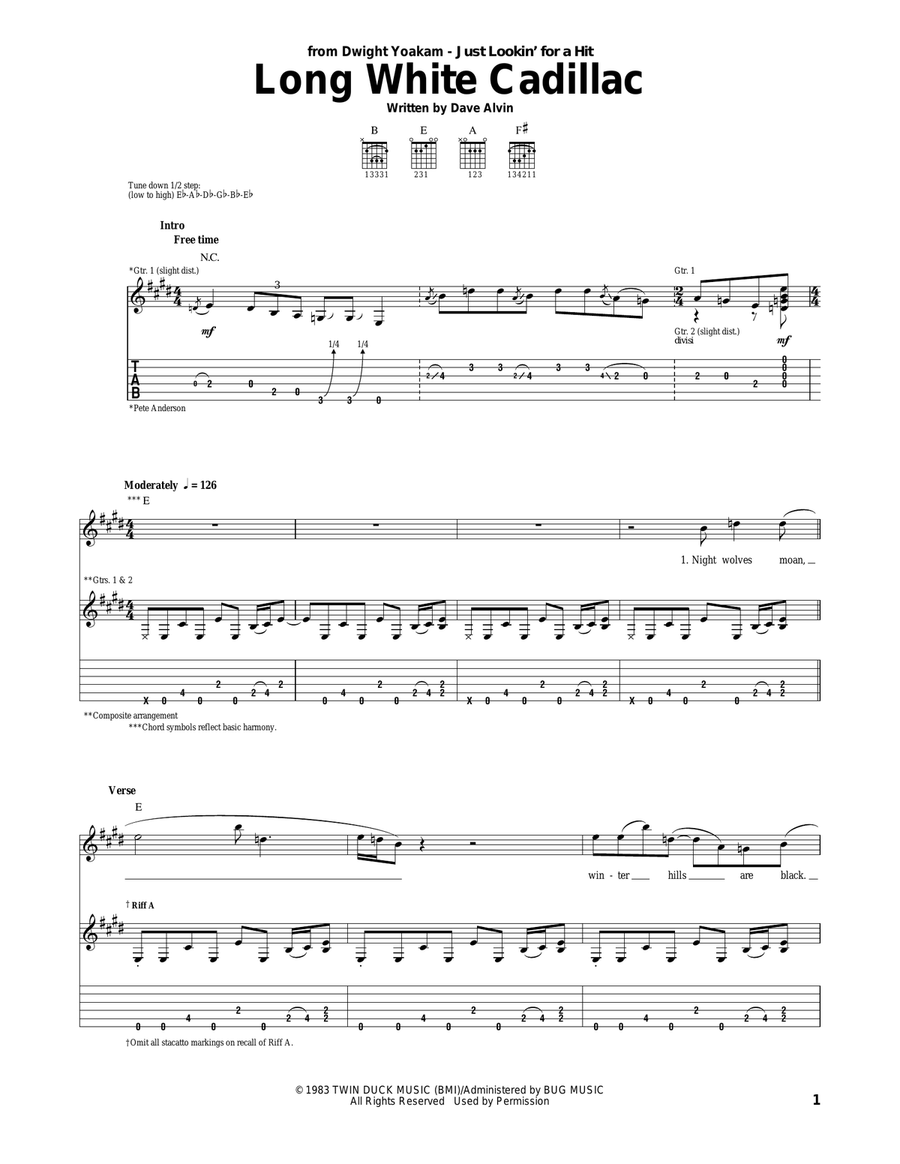 Long White Cadillac Long White Cadillac Acoustic Guitar scores gallery preview page 1