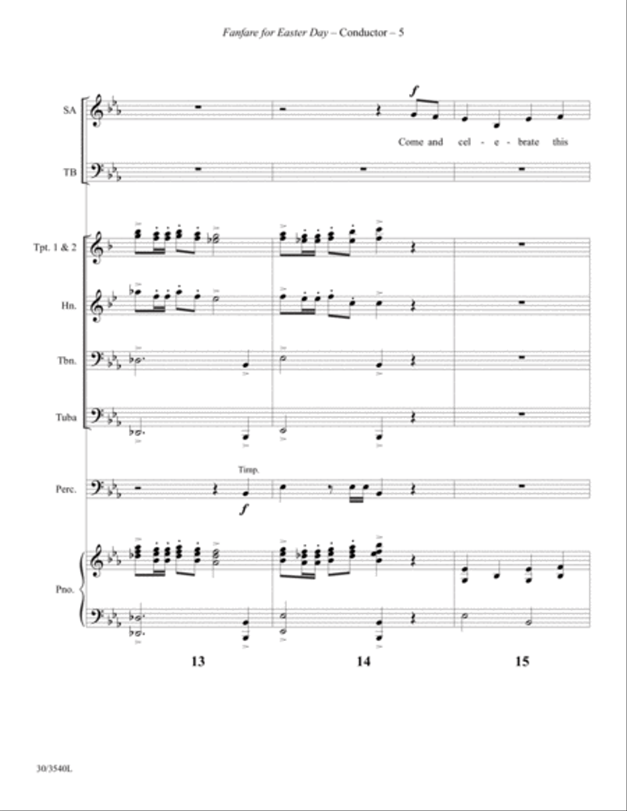 Fanfare for Easter Day - Brass Quintet and Percussion Score and Parts Choir scores gallery preview page 7