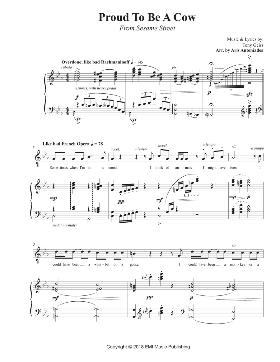 Proud To Be A Cow Piano, Vocal scores gallery preview page 1